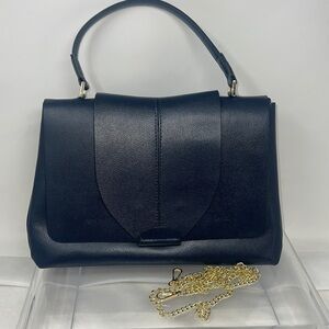 NERO GIARDINI Navy Blue Leather Handbag with Crossbody Chain